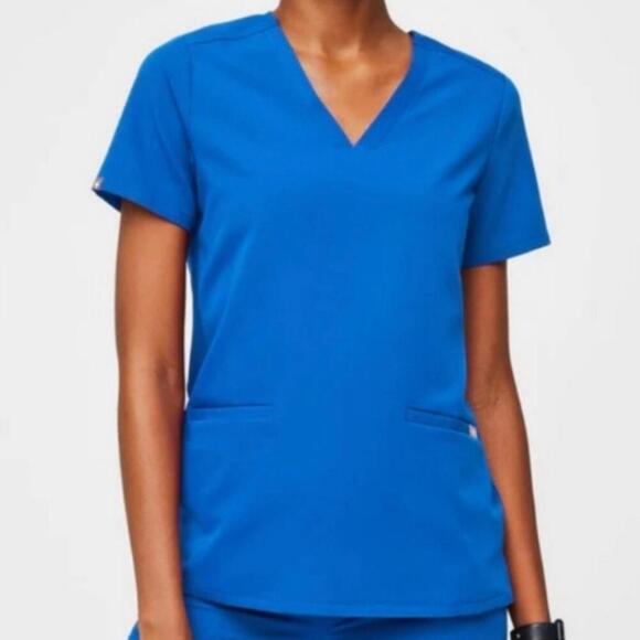 Figs Casma Three-Pocket Scrub Top Royal Blue Size Extra Small - Picture 1 of 4